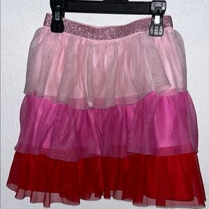 Kids girls size 6 Chic Pink and Red Layered Mini Skirt